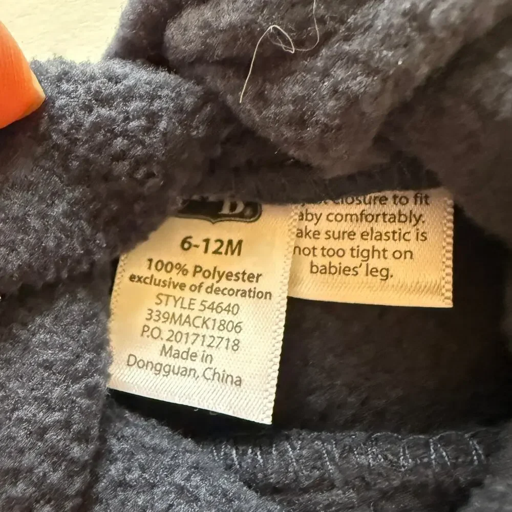 HB Baby Boy Bear Navy Blue Fleece Bootie Shoe Set Size 6-12 Months